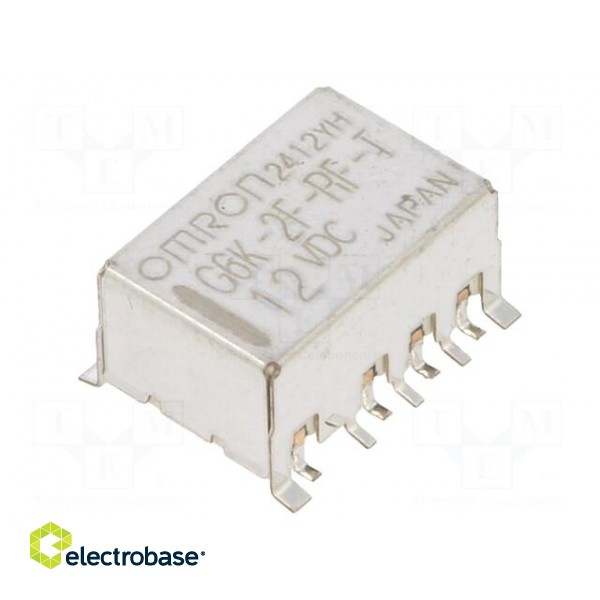 Relay: electromagnetic | DPDT | Ucoil: 12VDC | Icontacts max: 1A | SMD paveikslėlis 1