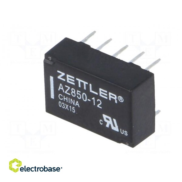 Relay: electromagnetic | DPDT | Ucoil: 12VDC | 1A | 0.5A/125VAC | PCB фото 2