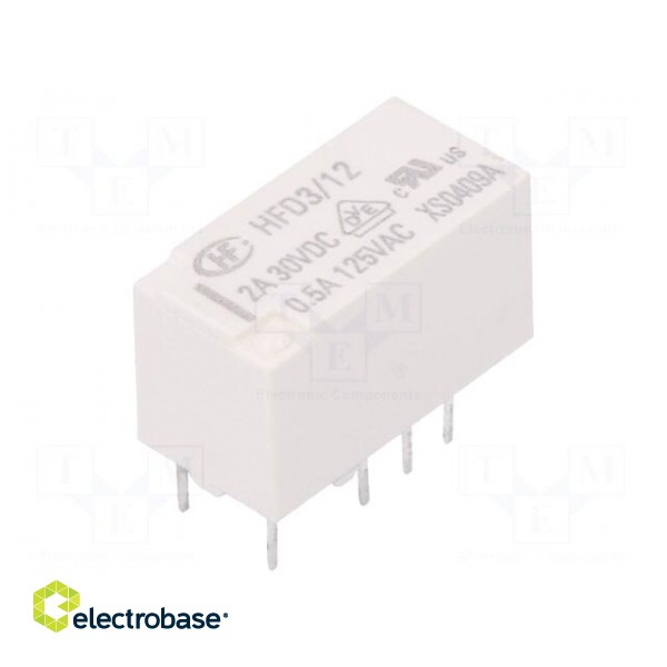 Relay: electromagnetic | DPDT | Ucoil: 12VDC | 0.5A/125VAC | 2A/30VDC фото 1