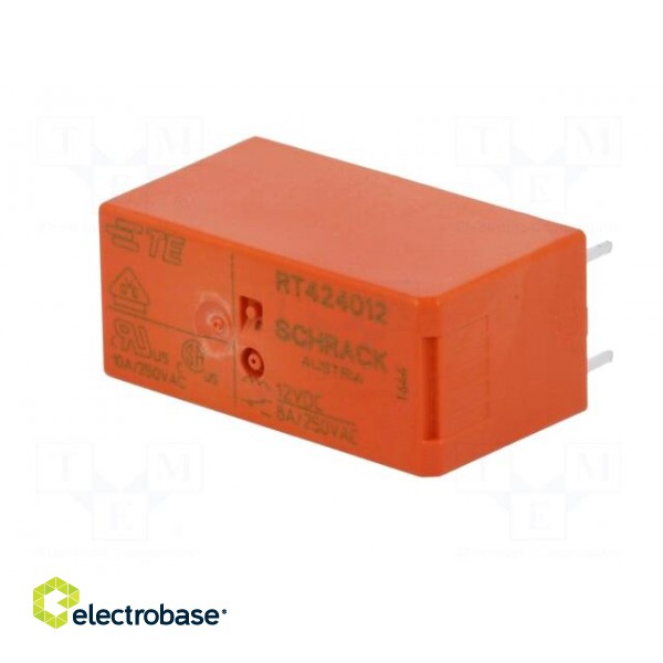 Relay: electromagnetic | DPDT | Ucoil: 12VDC | 8A | 8A/250VAC | 8A/30VDC фото 2