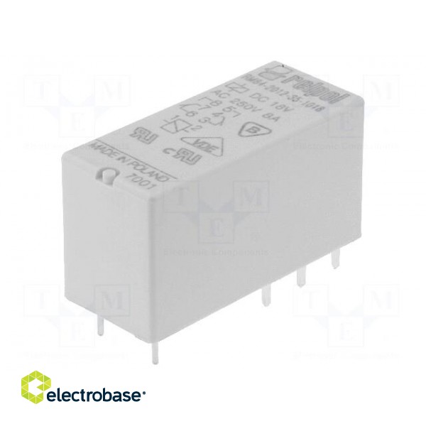 Relay: electromagnetic | DPDT | Ucoil: 18VDC | 8A/250VAC | 8A/24VDC | 8A фото 1