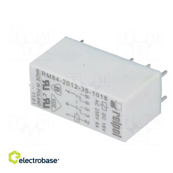 Relay: electromagnetic | DPDT | Ucoil: 18VDC | 8A/250VAC | 8A/24VDC | 8A фото 2