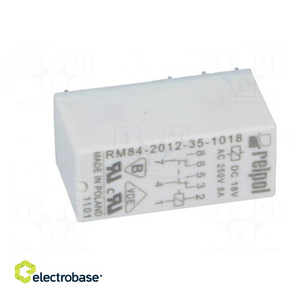 Relay: electromagnetic | DPDT | Ucoil: 18VDC | 8A/250VAC | 8A/24VDC | 8A фото 9