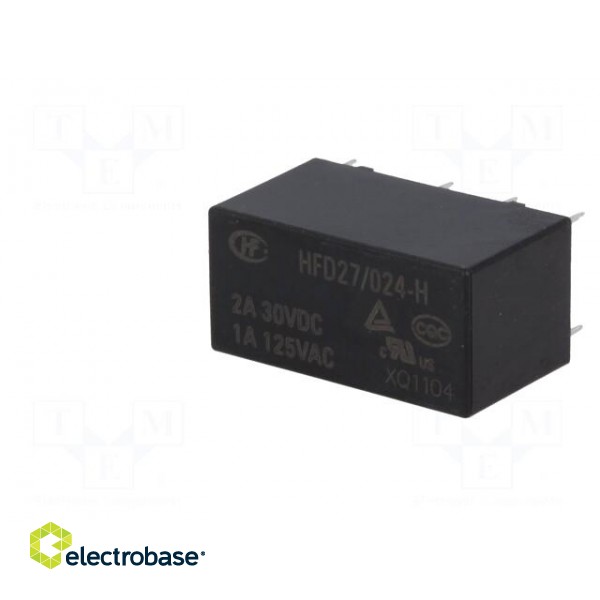 Relay: electromagnetic | DPDT | Ucoil: 24VDC | 1A/125VAC | 2A/30VDC | 2A image 2