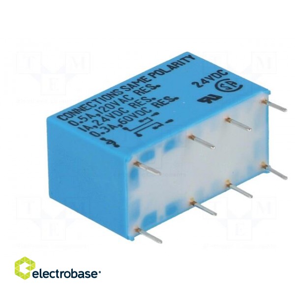Relay: electromagnetic | DPDT | Ucoil: 24VDC | 0.5A/120VAC | 1A/24VDC фото 4