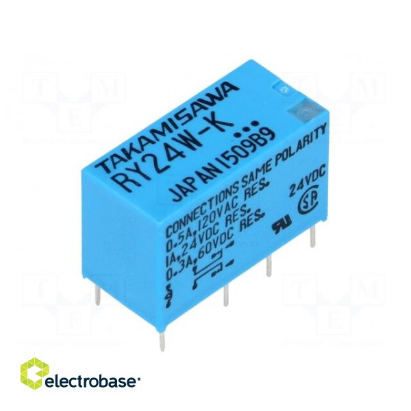 Relay: electromagnetic | DPDT | Ucoil: 24VDC | 0.5A/120VAC | 1A/24VDC фото 1