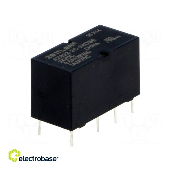 Relay: electromagnetic | DPDT | Ucoil: 24VDC | 2A | 0.5A/120VAC | PCB image 1