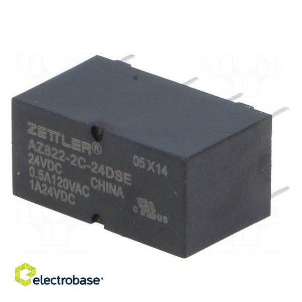 Relay: electromagnetic | DPDT | Ucoil: 24VDC | 2A | 0.5A/120VAC | PCB image 2