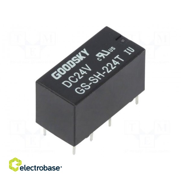 Relay: electromagnetic | DPDT | Ucoil: 24VDC | 1A/120VAC | 2A/24VDC | 2A image 1