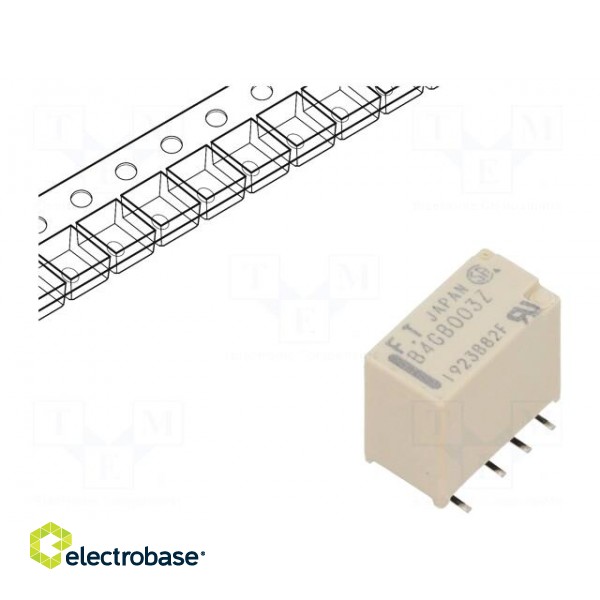 Relay: electromagnetic | DPDT | Ucoil: 3VDC | 0.3A/125VAC | 1A/30VDC image 1