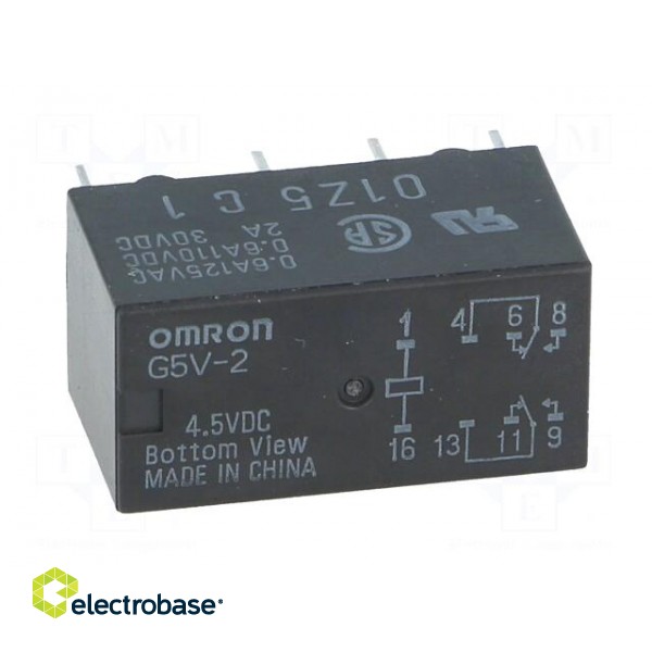 Relay: electromagnetic | DPDT | Ucoil: 4.5VDC | 0.5A/125VAC | 2A/30VDC image 9