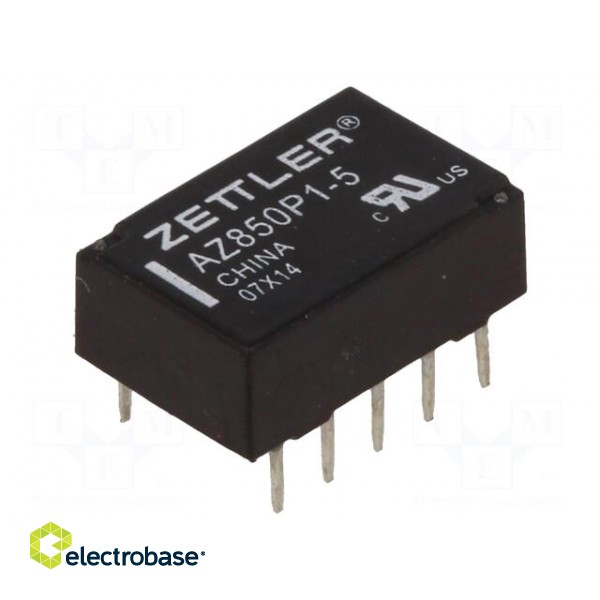 Relay: electromagnetic | DPDT | Ucoil: 5VDC | 0.5A/125VAC | 1A/30VDC image 1
