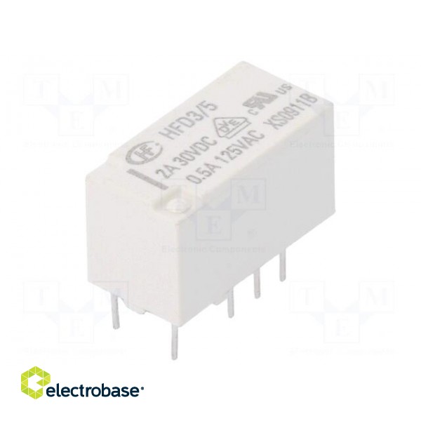 Relay: electromagnetic | DPDT | Ucoil: 5VDC | 0.5A/125VAC | 2A/30VDC image 1