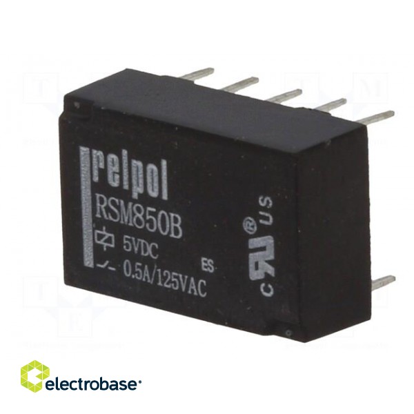 Relay: electromagnetic | DPDT | Ucoil: 5VDC | 0.5A/125VAC | 2A/30VDC фото 2