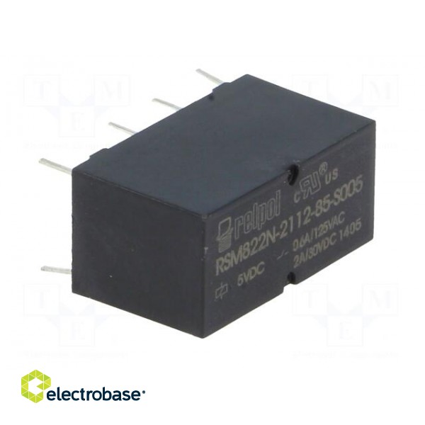 Relay: electromagnetic | DPDT | Ucoil: 5VDC | 0.6A/125VAC | 2A/30VDC фото 8
