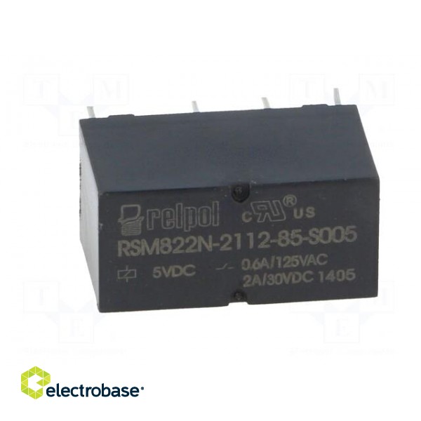 Relay: electromagnetic | DPDT | Ucoil: 5VDC | 0.6A/125VAC | 2A/30VDC image 9