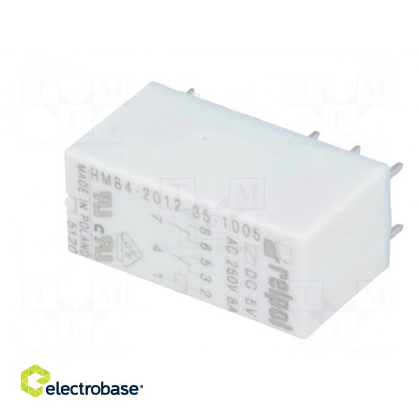 Relay: electromagnetic | DPDT | Ucoil: 5VDC | 8A/250VAC | 8A/24VDC | 8A image 2