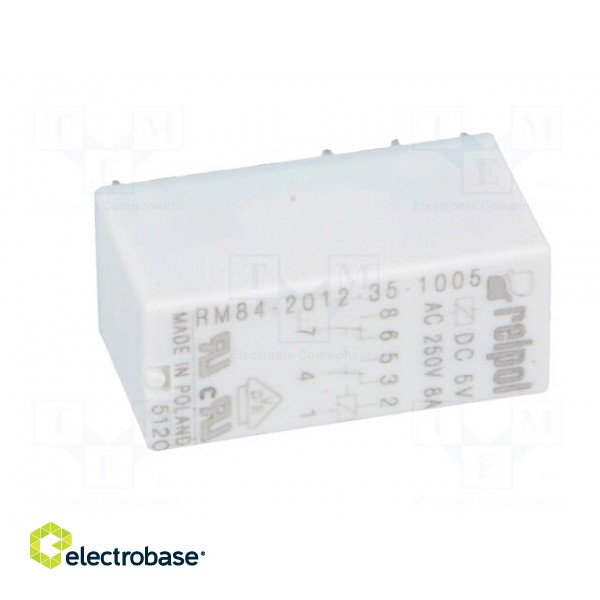 Relay: electromagnetic | DPDT | Ucoil: 5VDC | 8A/250VAC | 8A/24VDC | 8A image 9