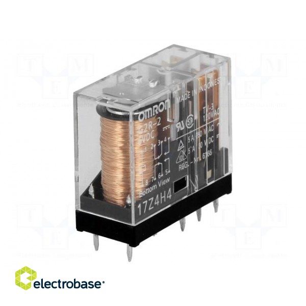 Relay: electromagnetic | DPDT | Ucoil: 6VDC | Icontacts max: 5A | PCB image 1