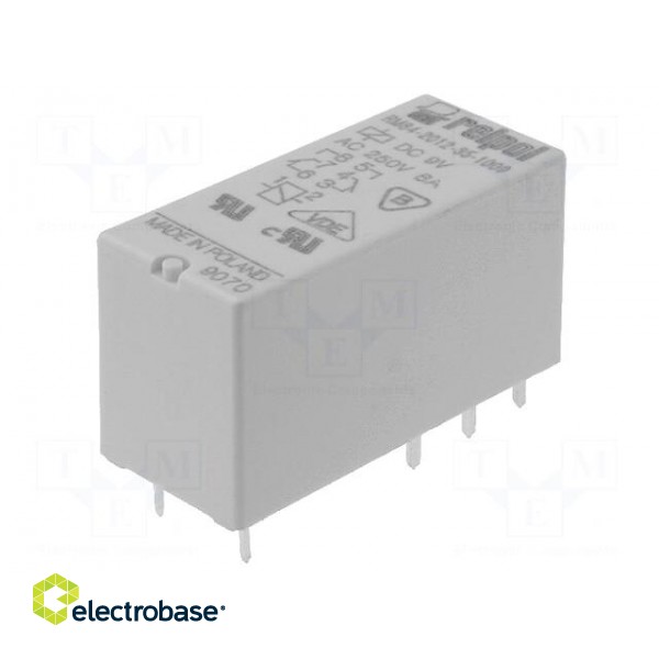 Relay: electromagnetic | DPDT | Ucoil: 9VDC | 8A | 8A/250VAC | 8A/24VDC