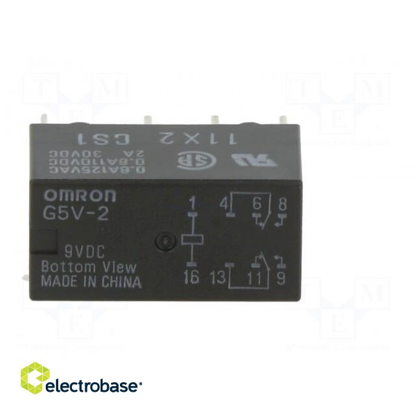 Relay: electromagnetic | DPDT | Ucoil: 9VDC | Icontacts max: 2A | PCB paveikslėlis 3