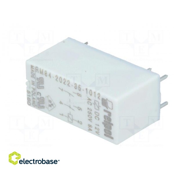 Relay: electromagnetic | DPST-NO | Ucoil: 12VDC | 8A | 8A/250VAC | PCB image 2