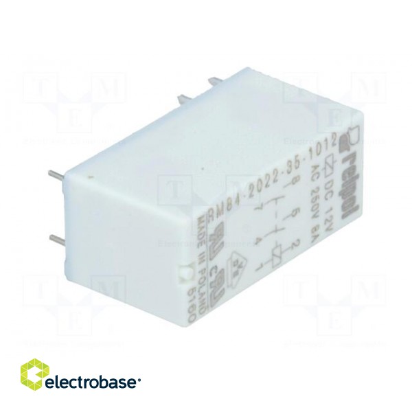 Relay: electromagnetic | DPST-NO | Ucoil: 12VDC | 8A | 8A/250VAC | PCB image 8