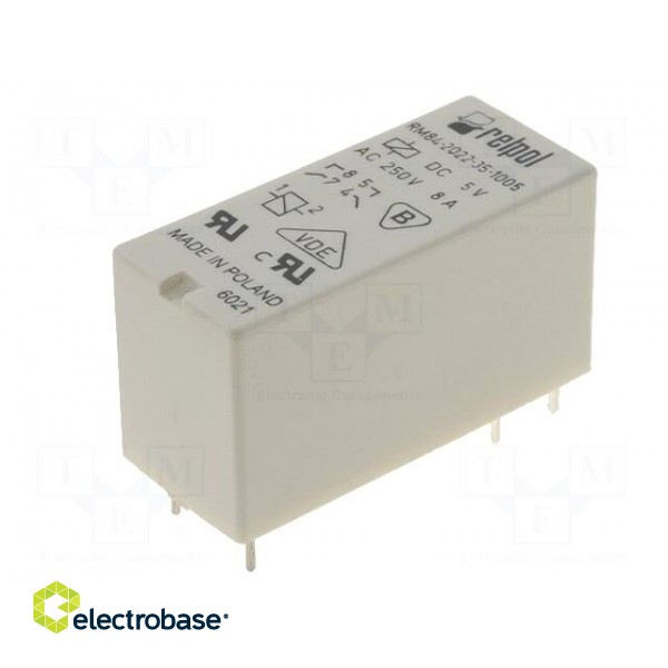 Relay: electromagnetic | DPST-NO | Ucoil: 5VDC | 8A | 8A/250VAC | PCB