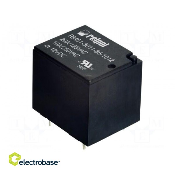 Relay: electromagnetic | SPDT | Ucoil: 12VDC | 10A | 10A/250VAC | PCB