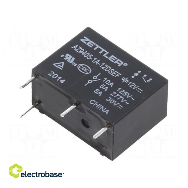 Relay: electromagnetic | SPST-NO | Ucoil: 12VDC | 10A | 5A/277VAC | PCB