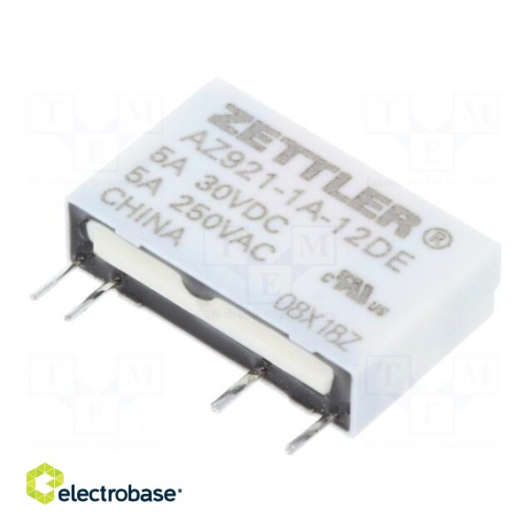 Relay: electromagnetic | SPST-NO | Ucoil: 12VDC | 5A | 5A/250VAC | PCB