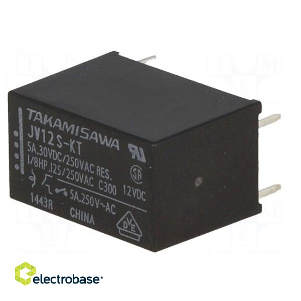 Relay: electromagnetic | SPST-NO | Ucoil: 12VDC | 5A | 5A/250VAC | PCB image 2