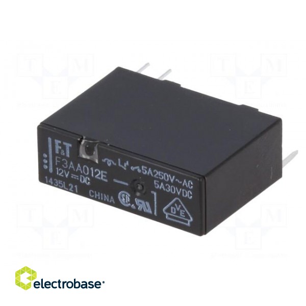 Relay: electromagnetic | SPST-NO | Ucoil: 12VDC | 5A | 5A/250VAC | PCB paveikslėlis 2