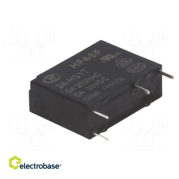 Relay: electromagnetic | SPST-NO | Ucoil: 24VDC | 5A | 5A/250VAC | PCB фото 4