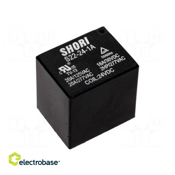 Relay: electromagnetic | SPST-NO | Ucoil: 24VDC | 17A/277VAC | 450mW image 1