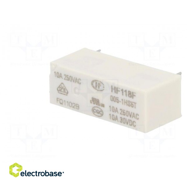 Relay: electromagnetic | SPST-NO | Ucoil: 5VDC | 10A | 10A/250VAC | PCB фото 2
