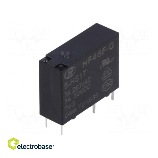 Relay: electromagnetic | SPST-NO | Ucoil: 5VDC | 10A | 7A/250VAC | PCB image 1