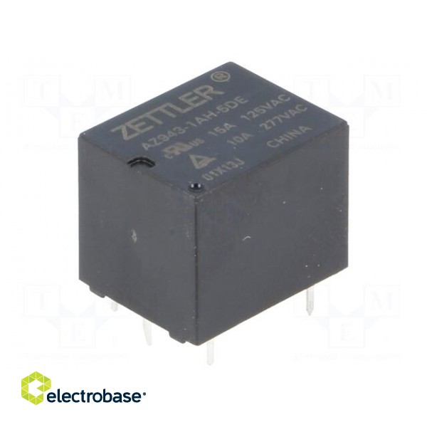 Relay: electromagnetic | SPST-NO | Ucoil: 5VDC | 15A | 15A/125VAC | PCB image 1