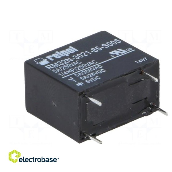 Relay: electromagnetic | SPST-NO | Ucoil: 5VDC | 5A | 5A/250VAC | PCB фото 4