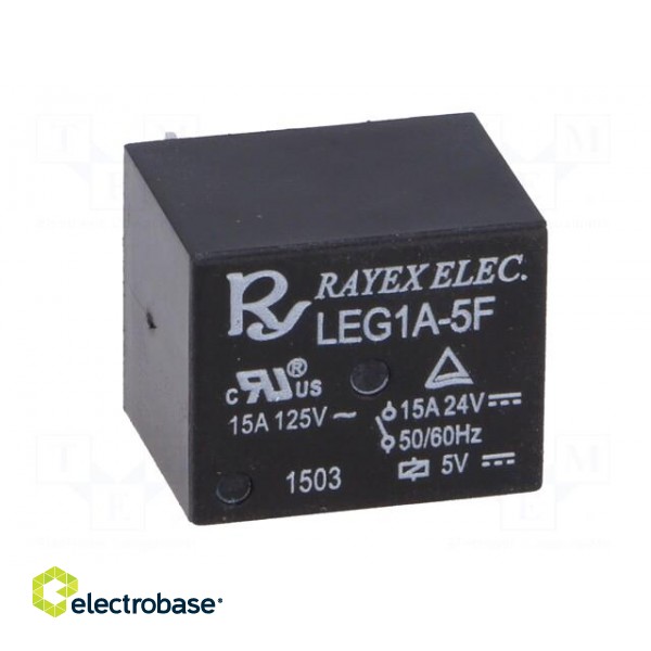 Relay: electromagnetic | SPST-NO | Ucoil: 5VDC | 15A/120VAC | toff: 8ms фото 9