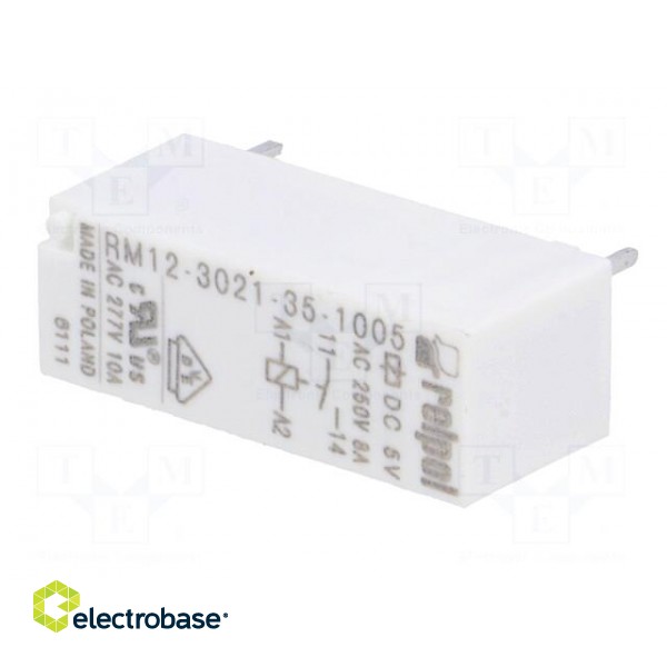 Relay: electromagnetic | SPST-NO | Ucoil: 5VDC | 8A/250VAC | 8A/24VDC фото 2