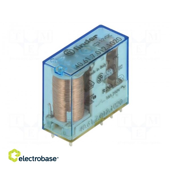 Relay: electromagnetic | Ucoil: 12VDC | miniature | PCB,socket | 288Ω image 1