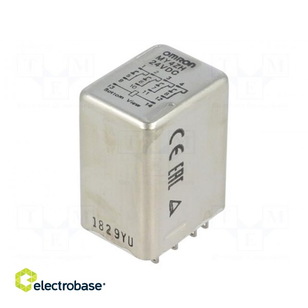 Relay: electromagnetic | 4PDT | Ucoil: 24VDC | 3A/110VAC | 3A/24VDC | 3A фото 1