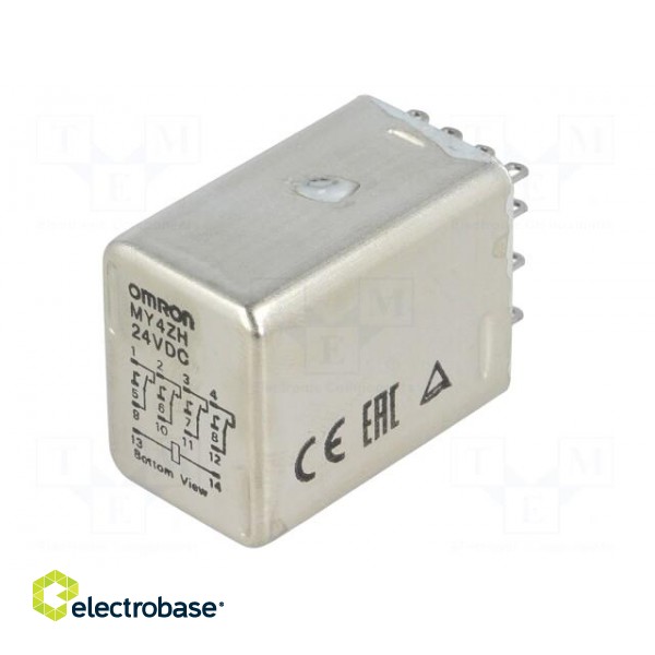 Relay: electromagnetic | 4PDT | Ucoil: 24VDC | 3A/110VAC | 3A/24VDC | 3A фото 2