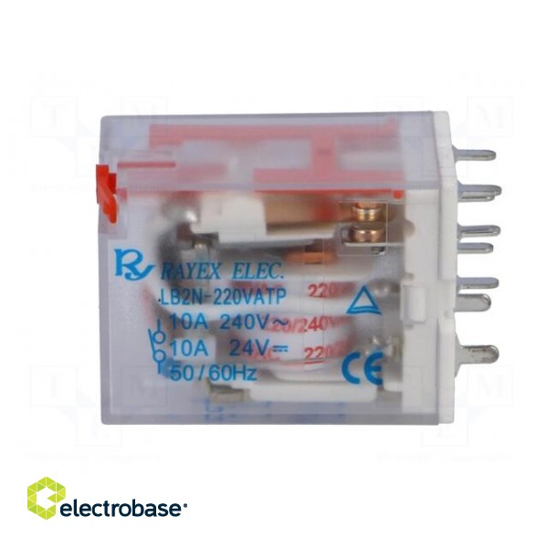 Relay: electromagnetic | DPDT | Ucoil: 230VAC | 10A/240VAC | 10A/24VDC image 3