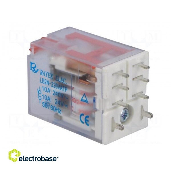 Relay: electromagnetic | DPDT | Ucoil: 230VAC | 10A/240VAC | 10A/24VDC image 4