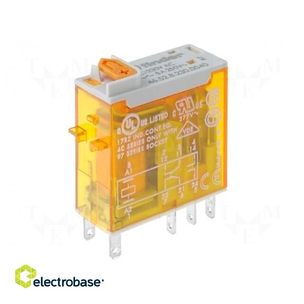 Relay: electromagnetic | DPDT | Ucoil: 24VAC | 8A/250VAC | 8A/30VDC