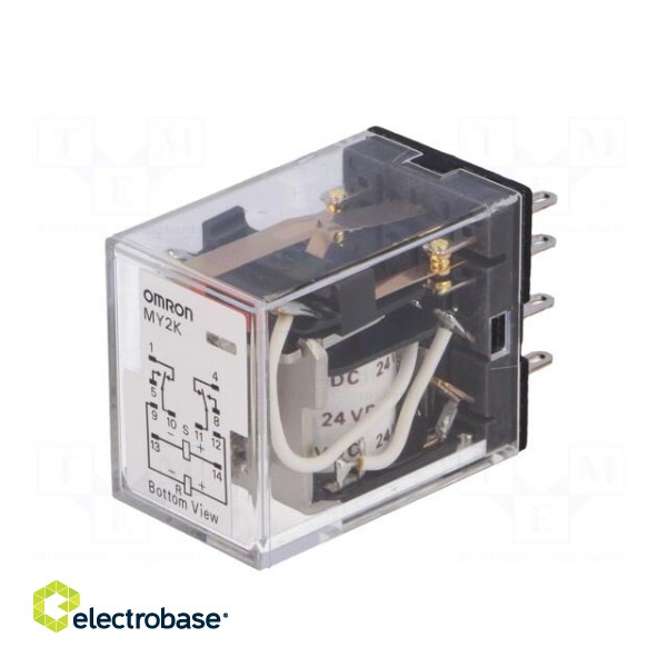 Relay: electromagnetic | DPDT | Ucoil: 24VDC | 5A/250VAC | 5A/24VDC | 5A фото 2