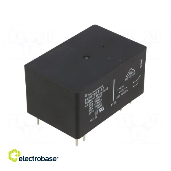 Relay: electromagnetic | DPST-NO | Ucoil: 12VDC | 30A | Series: T92 | PCB image 1