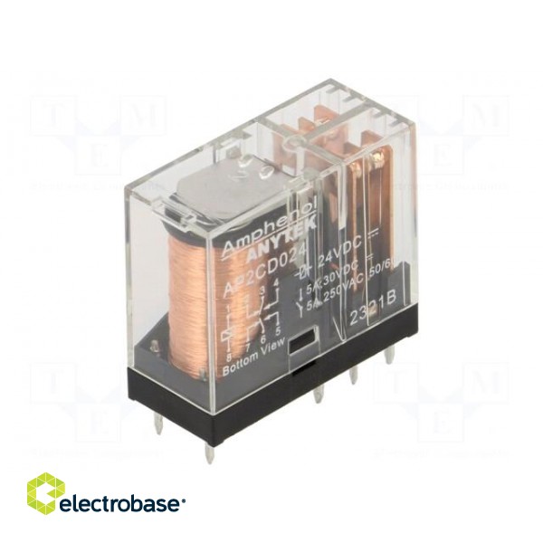 Relay: electromagnetic power | DPDT | Ucoil: 24VDC | 5A | Series: AP